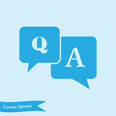 Q&A işareti simgesi. Konuşma balonları ile soru ve cevap.