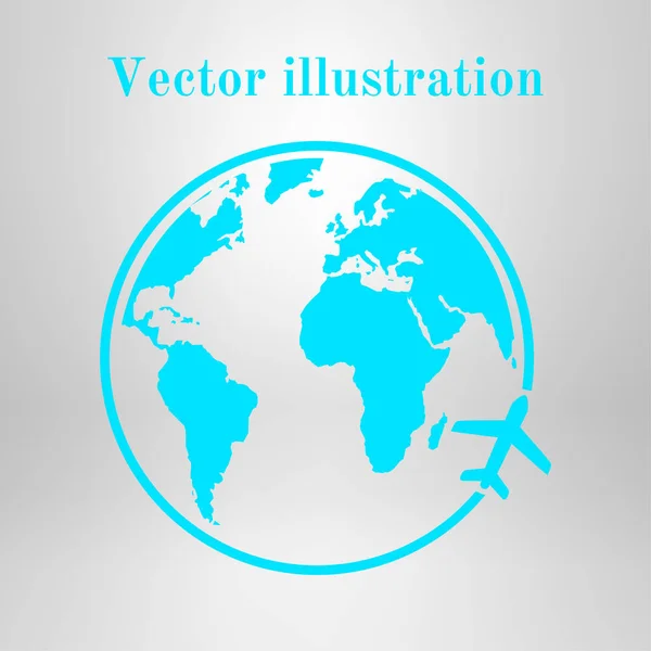 Icône Avion Voyage Voyage Autour Monde Style Design Plat — Image vectorielle