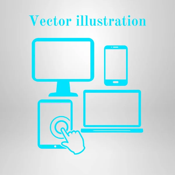 Smartphone Computer Tablet Netbook Symbol Flat Design — Stock Vector