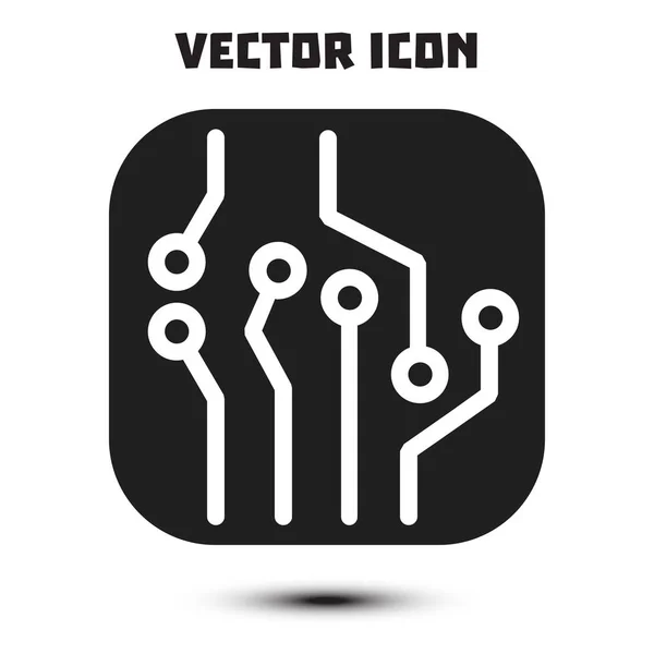 Circuit Board Icon Technology Scheme Square Symbol Flat Design Style — Stock Vector