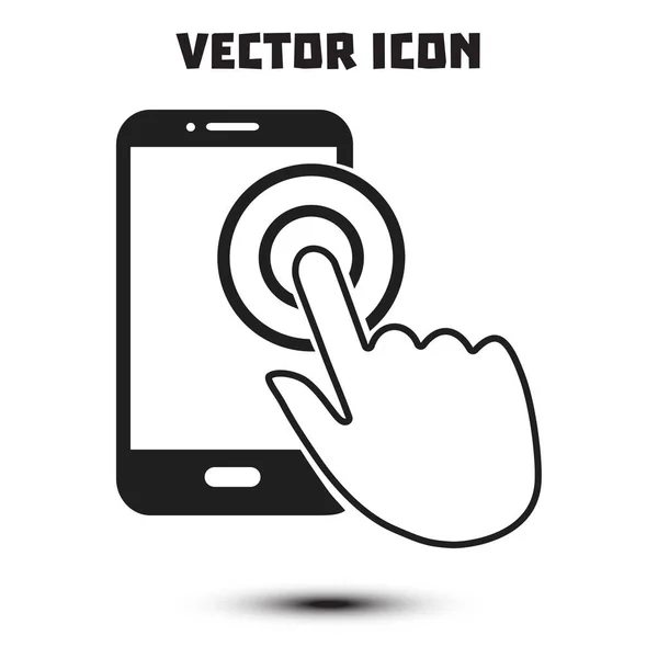 Ícone Sinal Smartphone Tela Sensível Toque Símbolo Ponteiro Estilo Design — Vetor de Stock