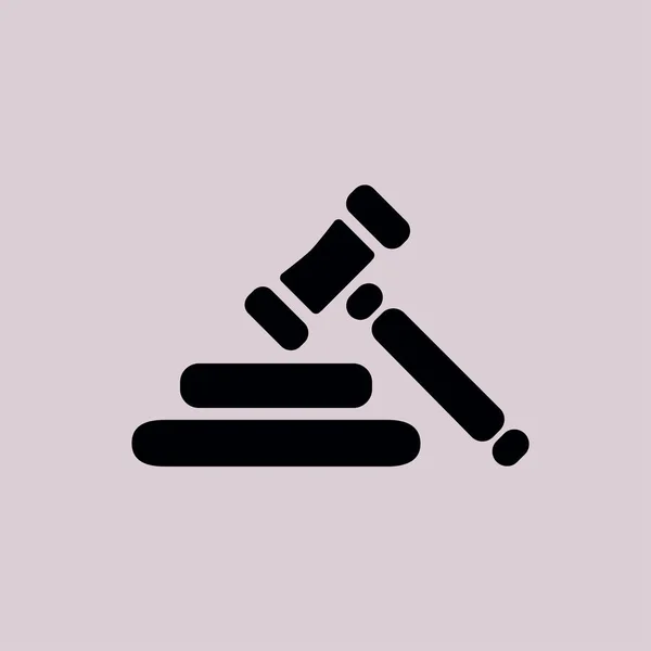 Açık Artırma Çekiç Piktogram Hukuk Hakimi Tokmak Simgesi Düz Tasarım — Stok Vektör