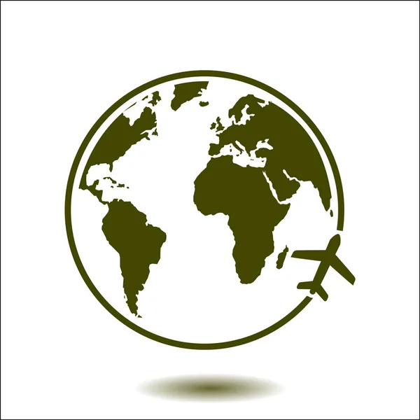 Viagem Ícone Avião Viagem Redor Mundo Estilo Design Plano —  Vetores de Stock