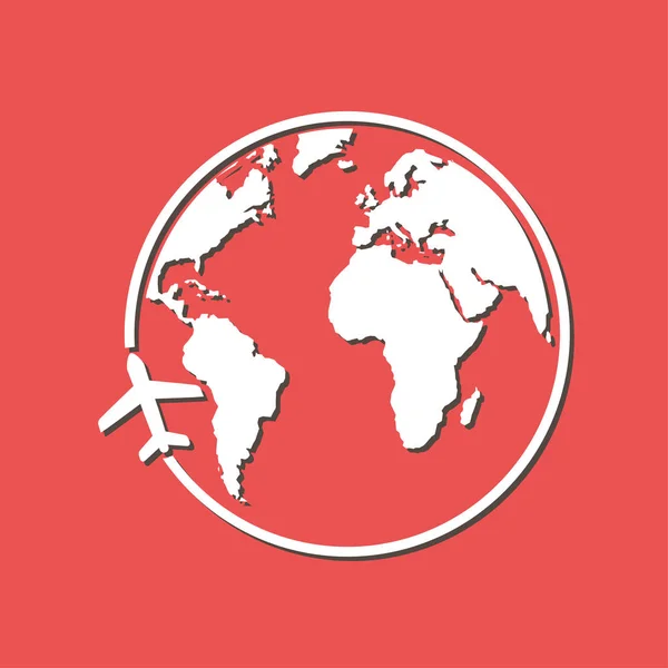 Flugzeug Ikone Reisen Weltreise Flacher Designstil — Stockvektor