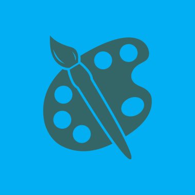 Boya fırça paleti simgesi ile. Düz tasarım stili.