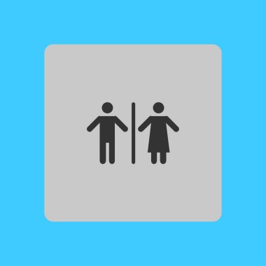 WC işareti simgesi. Erkek ve kadın tuvalet. Düz tasarım.