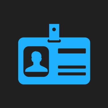 Kimlik kartı simgesi. Konferans katılımcı rozeti. Düz tasarım stili. 