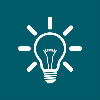 Işık lamba işareti simgesi. Fikir ampul simgesi. Düz tasarım stili.