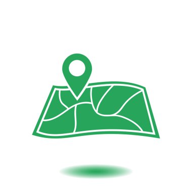 harita ve PIN, vektör çizim basit simgesi