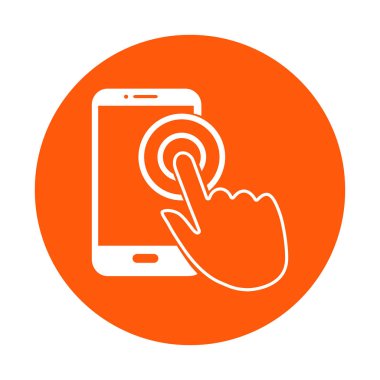 Dokunmatik ekran smartphone işareti simgesi. El işaretçi simgesi. Düz tasarım stili. Vektör Eps 10.