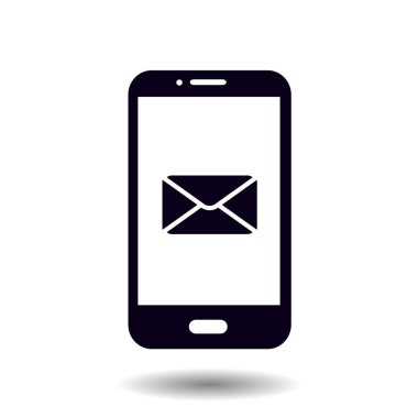 Akıllı telefon e-posta veya sms simgesi. Mobil posta işareti simgesi.