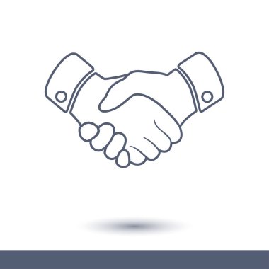 El sıkışma işareti simgesi. Başarılı iş sembolü. Düz tasarım stili.