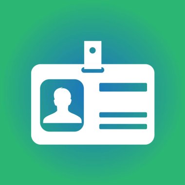 Kimlik kartı simgesi. Konferans katılımcı rozeti. Düz tasarım stili. 