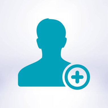 Kullanıcı işareti simgesi ekleyin. Arkadaş simgesi eklemek. Düz tasarım stili.