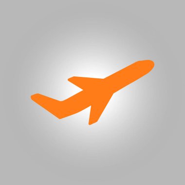 Uçak uçuş biletleri hava sinek seyahat kalkış siluet öğesi. Uçak sembolü. Seyahat etmek simge. Düz tasarım. 