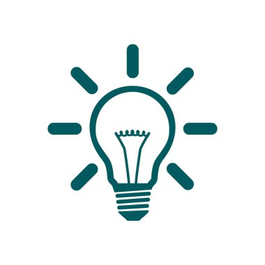 Işık lamba işareti simgesi. Fikir ampul simgesi. Düz tasarım stili.