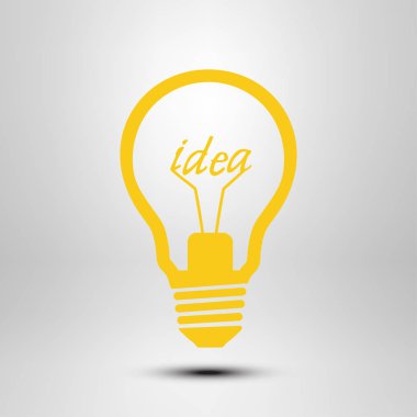 Işık lamba işareti simgesi. Fikir sembolü. Düz tasarım stili.