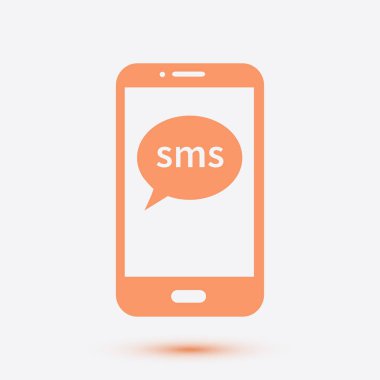 Akıllı telefon e-posta veya sms simgesi. Mobil posta işareti simgesi.