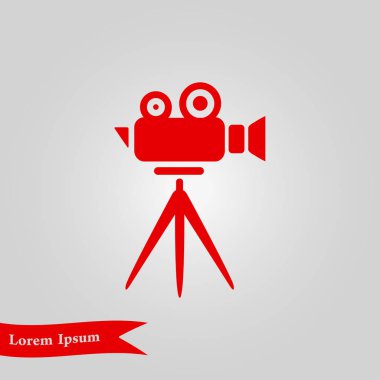 Sinema kamera simgesi. Düz tasarım stili. Vektör.
