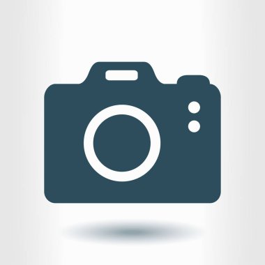 Fotoğraf kamera simgesi. DSLR kamera işareti simgesi. Dijital fotoğraf makinesi. Düz tasarım stili. 