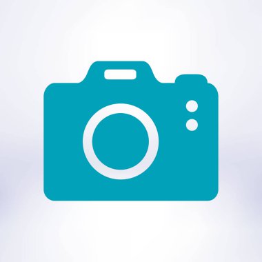 Fotoğraf kamera simgesi. DSLR kamera işareti simgesi. Dijital fotoğraf makinesi. Düz tasarım stili. 