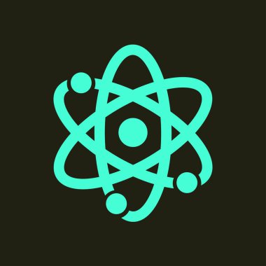 Atom işareti simgesi. Atom bölümü simgesi. Düz tasarım stili.