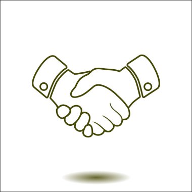 El sıkışma işareti simgesi. Başarılı iş sembolü. Düz tasarım stili.