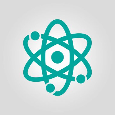 Atom işareti simgesi. Atom bölümü simgesi. Düz tasarım stili.