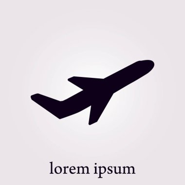 Uçak uçuş biletleri hava sinek seyahat kalkış siluet öğesi. Uçak sembolü. Seyahat etmek simge. Düz tasarım. 
