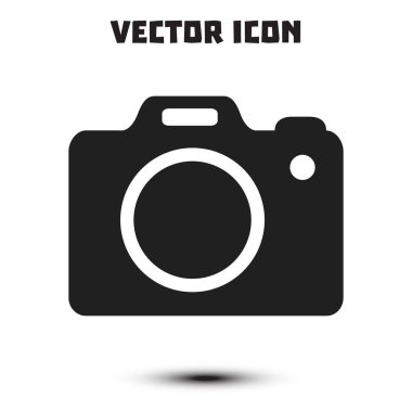 Fotoğraf kamera simgesi. DSLR kamera işareti simgesi. Dijital fotoğraf makinesi. Düz tasarım stili. 