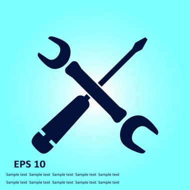 Onarım simgesi. Hizmet sembolü. Araçlar singn. Düz tasarım stili.