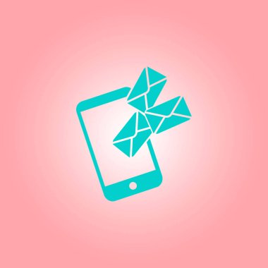 Akıllı telefon e-posta veya sms simgesi. Mobil posta işareti simgesi.