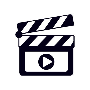 Film yapımcısı clapper kurulu simgesi. Düz tasarım stili.