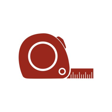 Mezura simgesi. Rulet inşaat sembolü. Boyutları ve ölçüleri. Bir kesim kartı oluşturma.