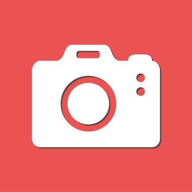 Fotoğraf kamera simgesi. DSLR kamera işareti simgesi. Dijital fotoğraf makinesi. Düz tasarım stili. 