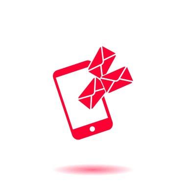 Akıllı telefon e-posta veya sms simgesi. Mobil posta işareti simgesi.