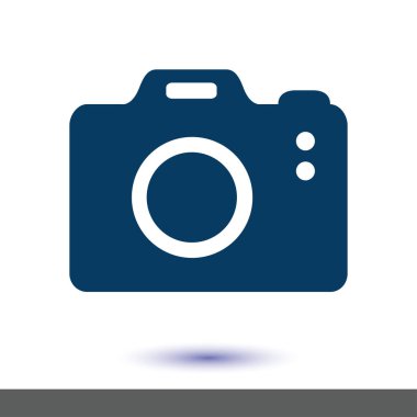 Fotoğraf kamera simgesi. DSLR kamera işareti simgesi. Dijital fotoğraf makinesi. Düz tasarım stili. 
