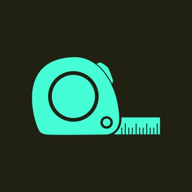 Mezura simgesi. Rulet inşaat sembolü. Boyutları ve ölçüleri. Bir kesim kartı oluşturma.