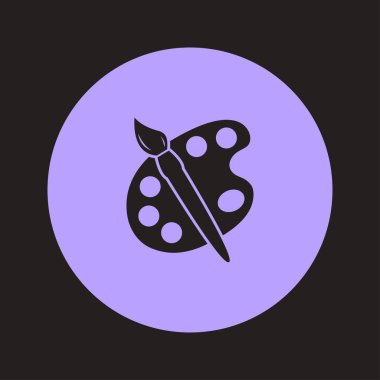 Boya fırça paleti simgesi ile. Düz tasarım stili.