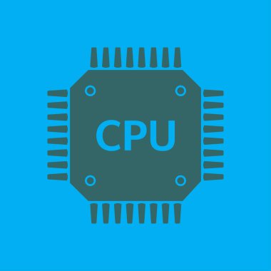 Devre kartı simgesi. Teknoloji düzeni kare simgesi. Düz tasarım stili.