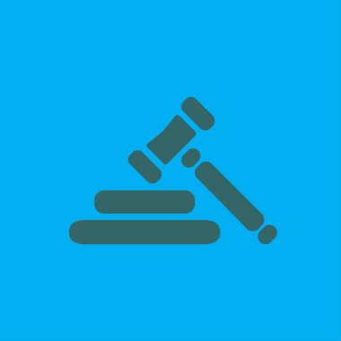 Açık artırma çekiç piktogram. Hukuk hakimi tokmak simgesi. Düz tasarım stili.