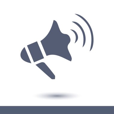 Yakında simge megafon. Hoparlör simgesi. Haberler ve acil reklamlar.