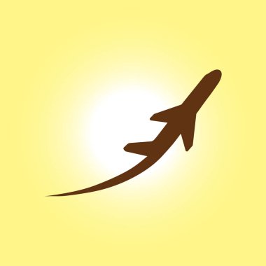 Uçak uçuş biletleri hava sinek seyahat kalkış siluet öğesi. Uçak sembolü. Seyahat etmek simge. Düz tasarım.