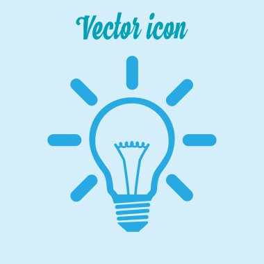 Işık lamba işareti simgesi. Fikir ampul simgesi. Düz tasarım stili.