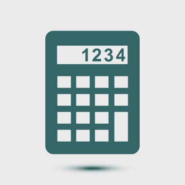 Hesap makinesi simge. Maliyet fiyatını hesaplamak. Düz tasarım stili. 