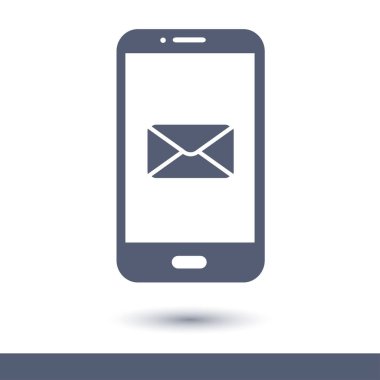 Akıllı telefon e-posta veya sms simgesi. Mobil posta işareti simgesi.