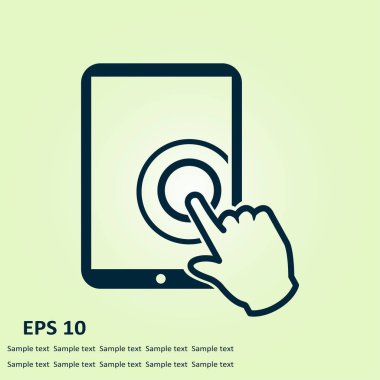Değmek perde tablet Pc işareti simgesi. El işaretçi simgesi. 