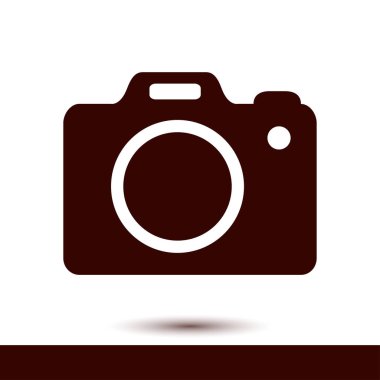 Fotoğraf kamera simgesi. DSLR kamera işareti simgesi. Dijital fotoğraf makinesi. Düz tasarım stili. 