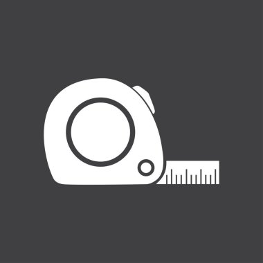 Mezura simgesi. Rulet inşaat sembolü. Boyutları ve ölçüleri. Bir kesim kartı oluşturma.