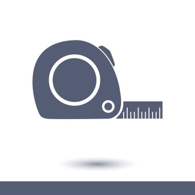 Mezura simgesi. Rulet inşaat sembolü. Boyutları ve ölçüleri. Bir kesim kartı oluşturma.